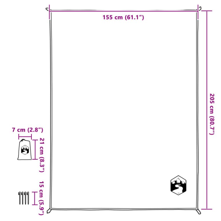 Deka za piknik s klinovima plava 205 x 155 cm