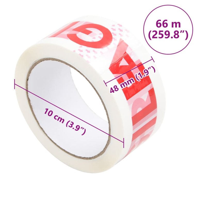 Traka za pakiranje 72 kom s natpisom FRAGILE bijela 48mm x 66 m