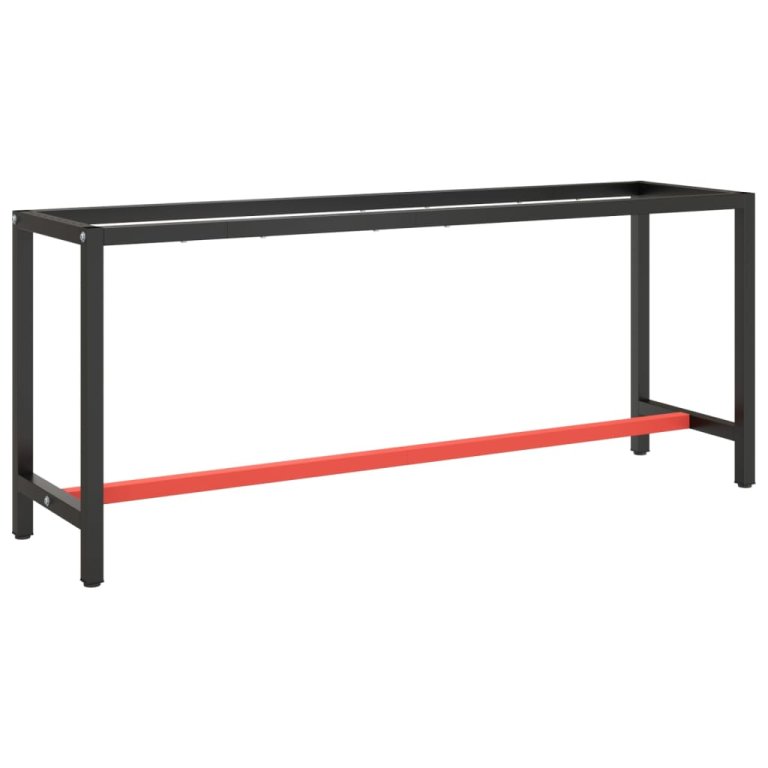 Okvir za radni stol mat crni i mat crveni 190x50x79 cm metalni