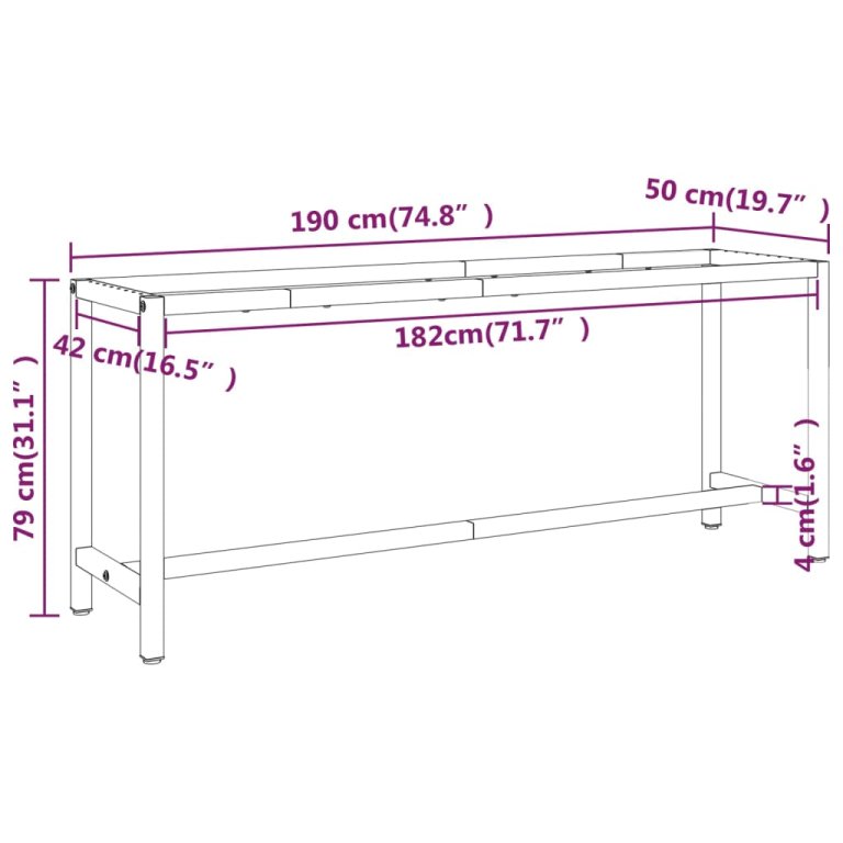 Okvir za radni stol mat crni i mat crveni 190x50x79 cm metalni