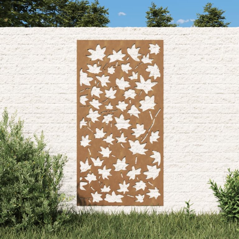 Vrtni zidni ukras 105x55 cm čelik CORTEN uzorak javorovog lišća