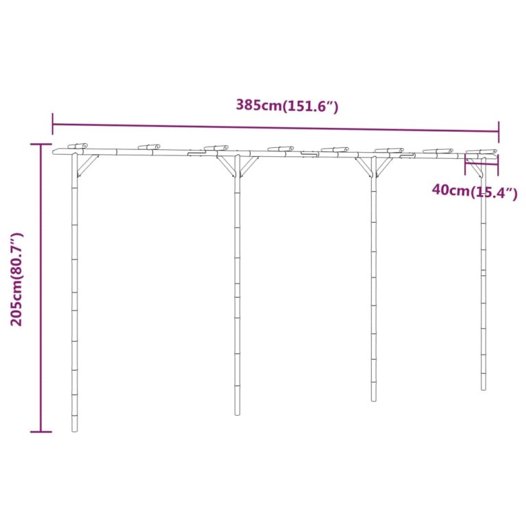 Pergola od bambusa 385 x 40 x 205 cm