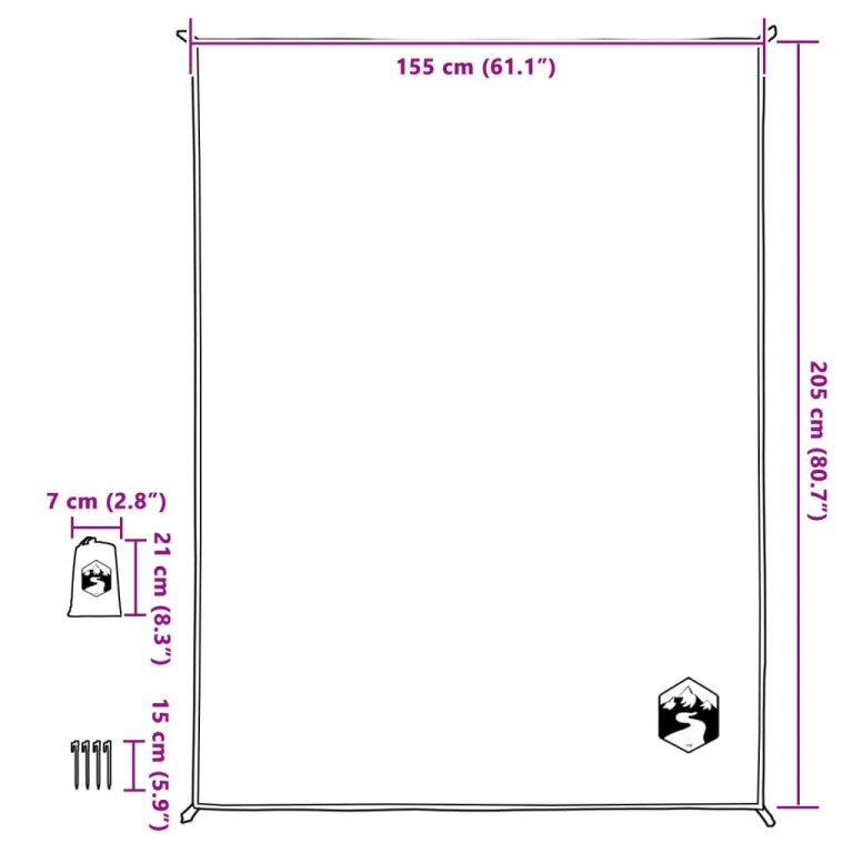 Deka za piknik s klinovima zelena 205 x 155 cm