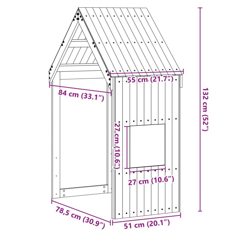 Krov za dječji krevet 55 x 84 x 132 cm od masivne borovine