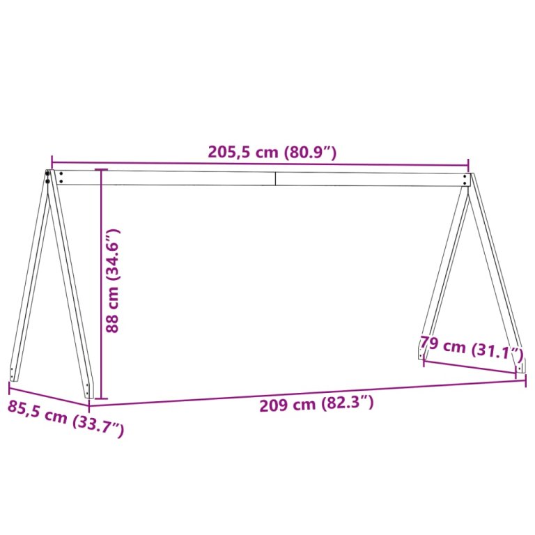 Krov za dječji krevet voštano smeđi 209 x 85,5 x 88 cm borovina