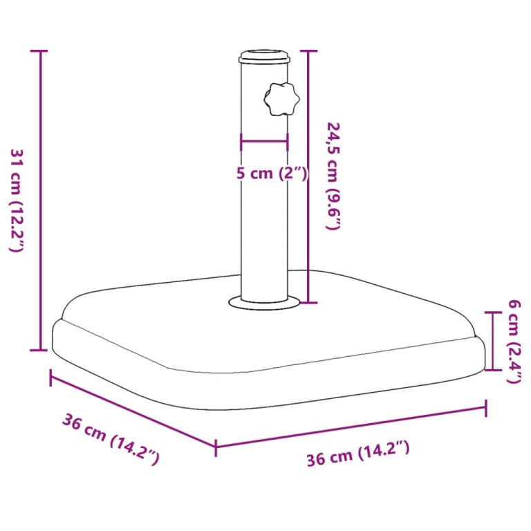 Baza suncobrana za stupove Ø32/35/38 mm 11 kg četvrtasta