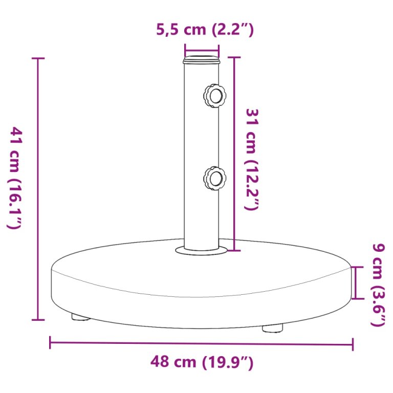 Baza suncobrana za stupove Ø 32/38/48 mm 25 kg okrugla