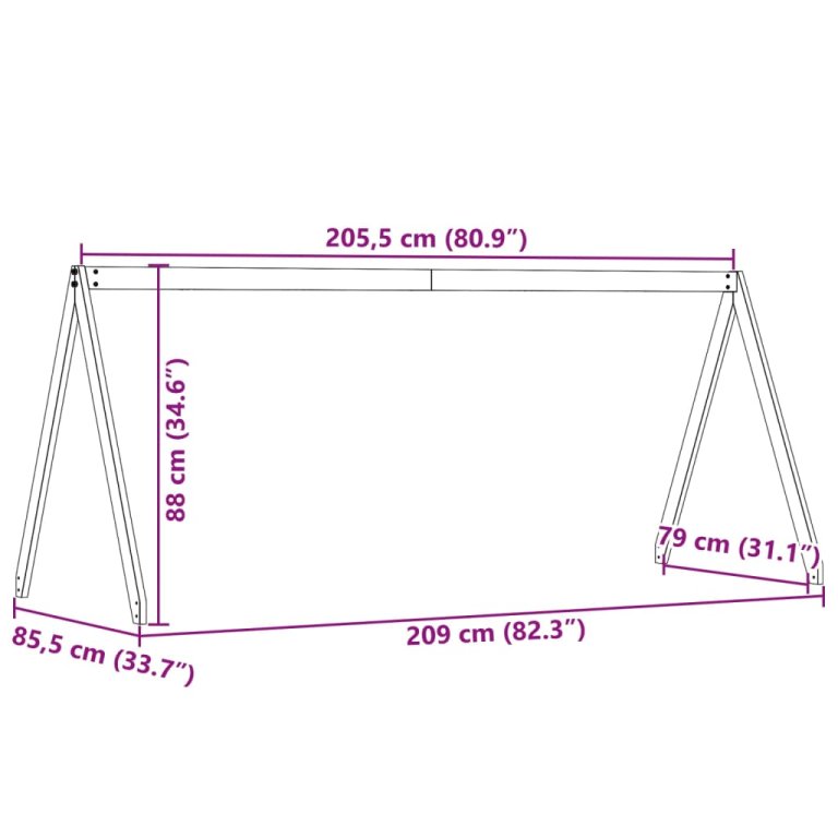 Krov za dječji krevet bijeli 209x85,5x88 cm masivna borovina