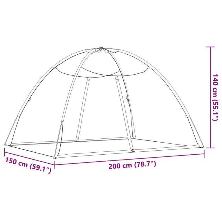 Komarnik Mongolia s vratima 220 mrežasti bijeli 200x150x140 cm