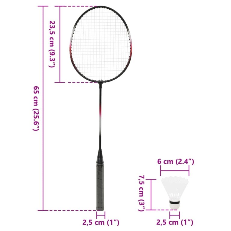 Set za badminton s 2 reketa, mrežom i pohranom 292x30x152 cm