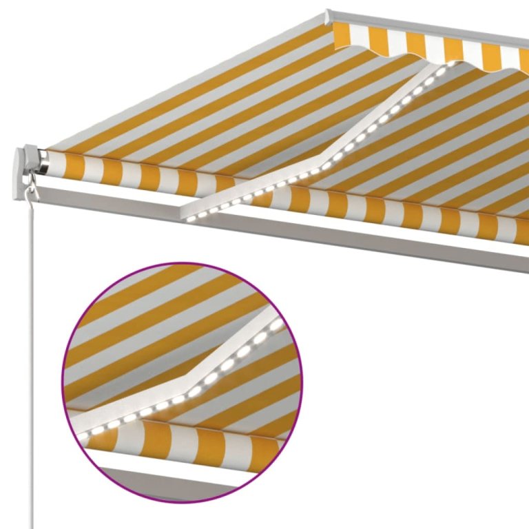 Tenda na ručno uvlačenje s LED svjetlom 500x350 cm žuto-bijela