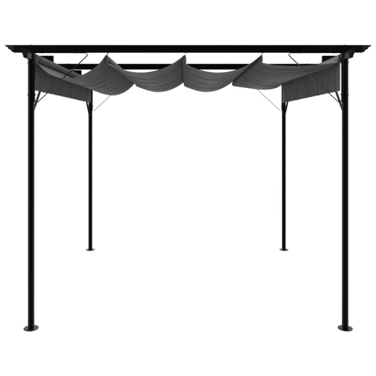 Pergola s pomičnim krovom antracit 3 x 3 m čelična 180 g/m²