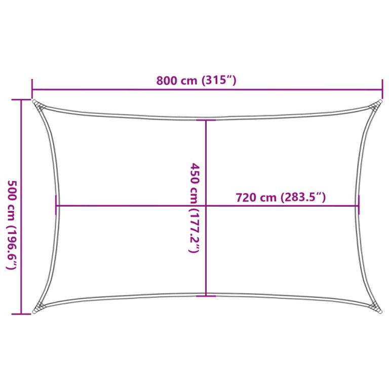 Jedro za zaštitu od sunca 160 g/m² crno 5 x 8 m HDPE