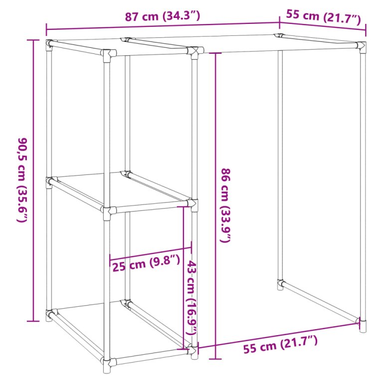 Stalak za pohranu iznad perilice crni 87x55x90,5 cm željezni