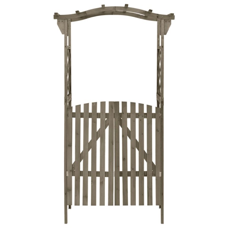 Pergola s vratima 116 x 40 x 204 cm siva od masivne jelovine