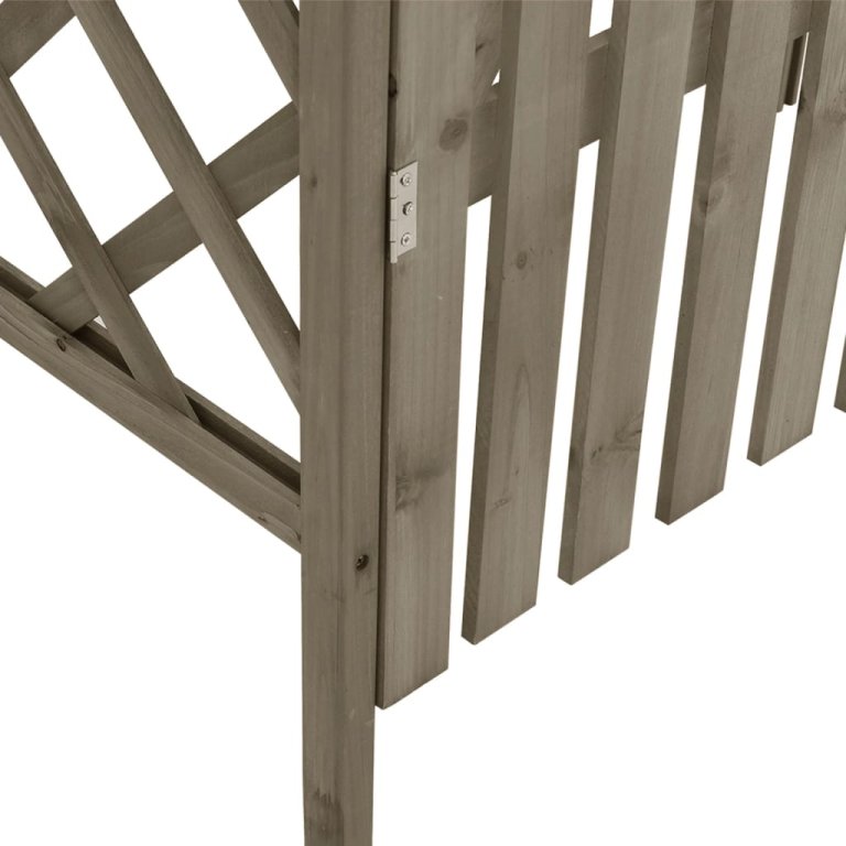 Pergola s vratima 116 x 40 x 204 cm siva od masivne jelovine