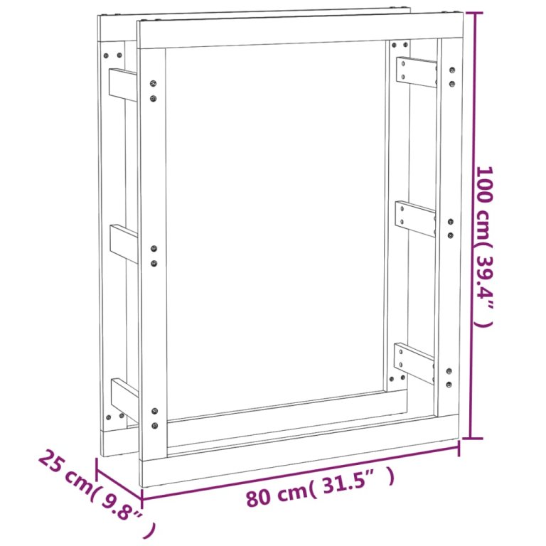 Stalak za drva za ogrjev boja meda 80 x 25 x 100 cm od borovine