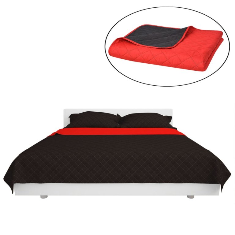 131553  Double-sided Quilted Bedspread Red and Black 220x240 cm