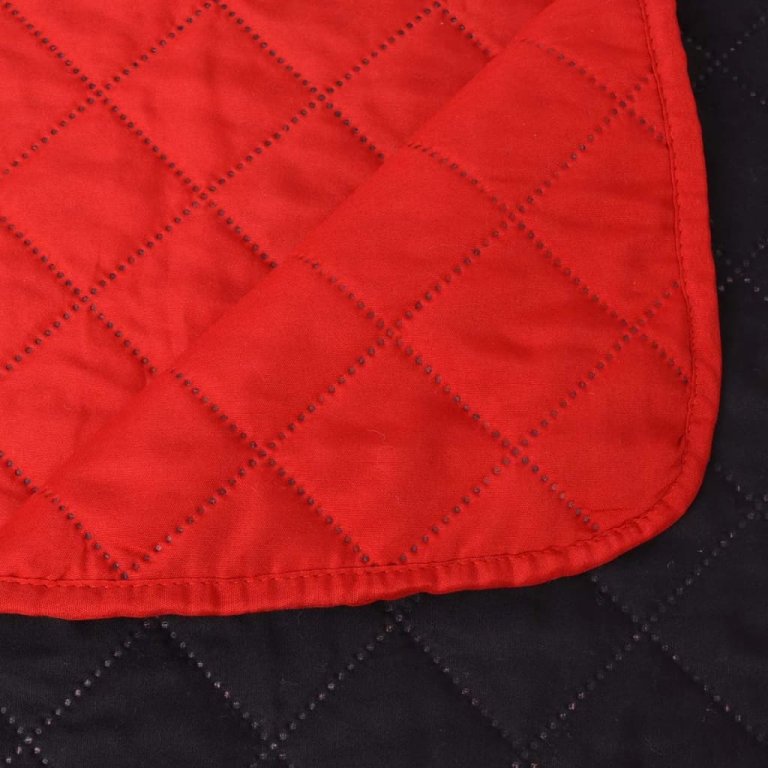 131553  Double-sided Quilted Bedspread Red and Black 220x240 cm