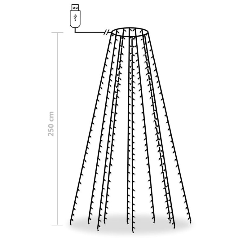 Mrežasta svjetla za božićno drvce 250 LED žarulja plava 250 cm