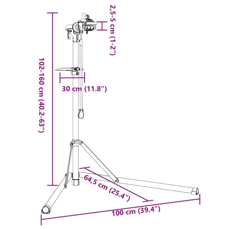 Stalak za popravak bicikla sklopivi 102 - 160 cm aluminijski