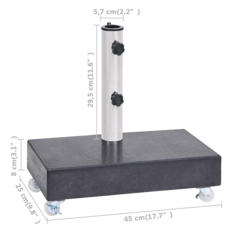 Postolje za suncobran crno 45 x 25 x 8 cm granitno