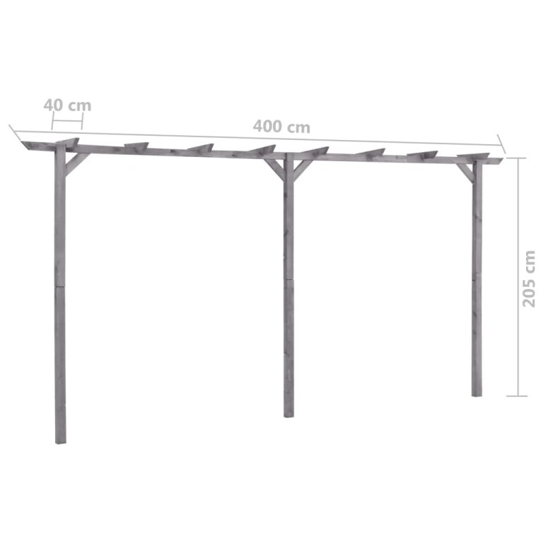 Vrtna pergola siva 400 x 40 x 205 cm od impregnirane borovine