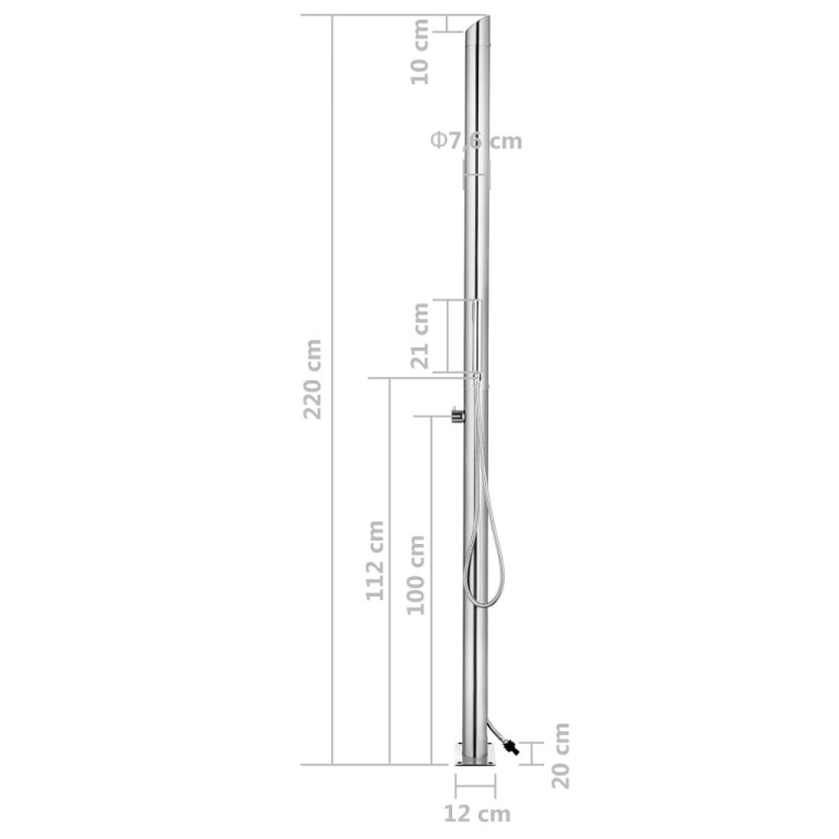 Vrtni tuš od nehrđajućeg čelika 220 cm