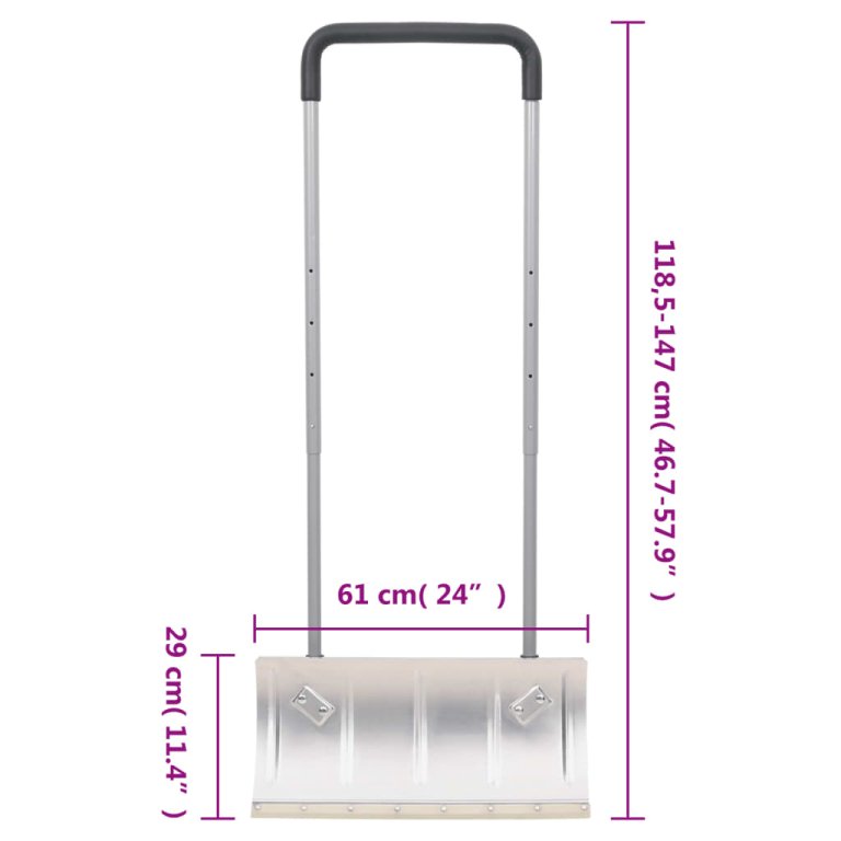 Lopata za snijeg s produživom ručkom srebrna 61 cm čelična