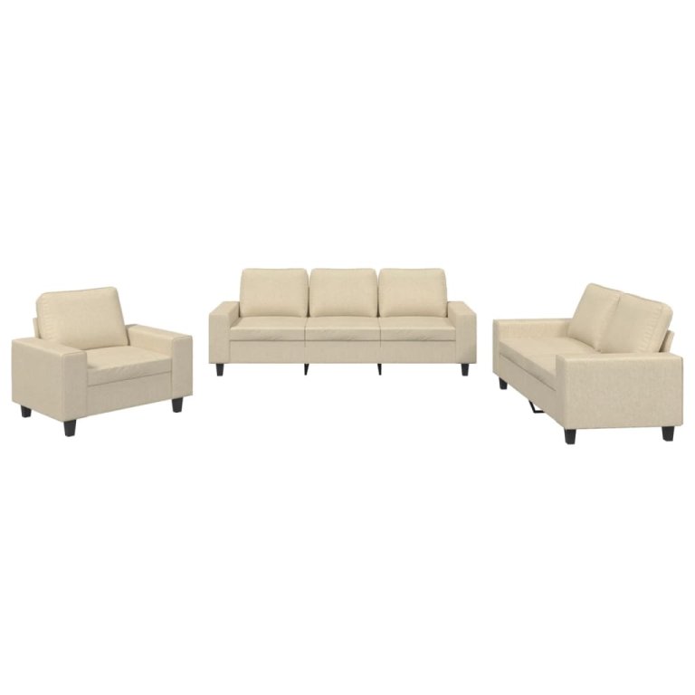 3-dijelni set sofa krem od mikrovlakana