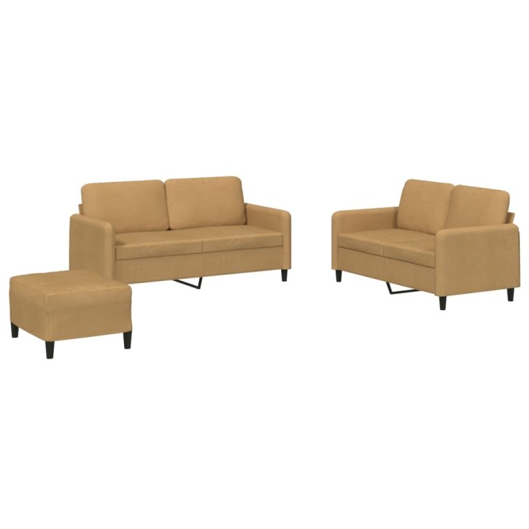 3-dijelni set sofa smeđi baršunasti