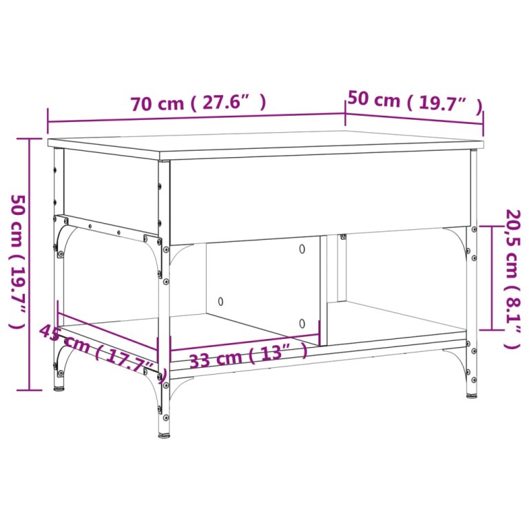 Stolić za kavu boja hrasta sonome 70x50x50 cm od drva i metala