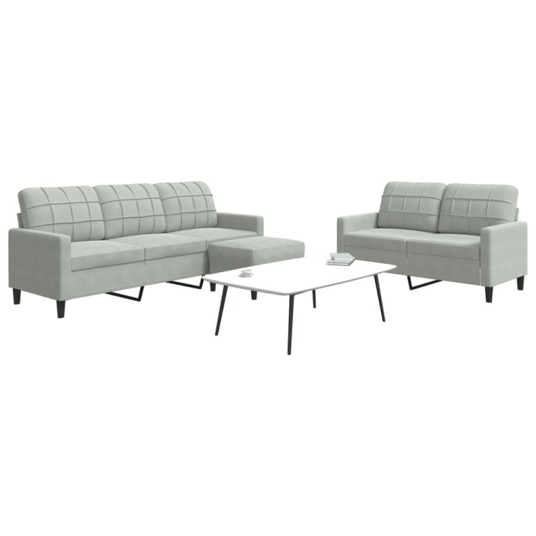 3-dijelni set sofa s jastucima svjetlosivi baršunasti