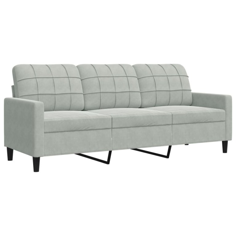 3-dijelni set sofa s jastucima svjetlosivi baršunasti