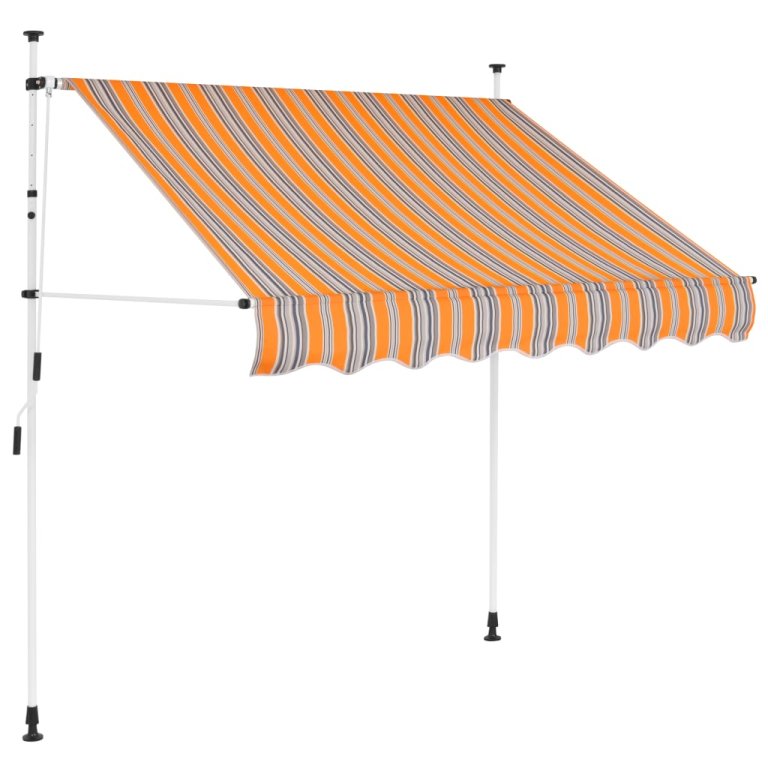 Tenda na ručno uvlačenje 100 cm žuto-plava prugasta