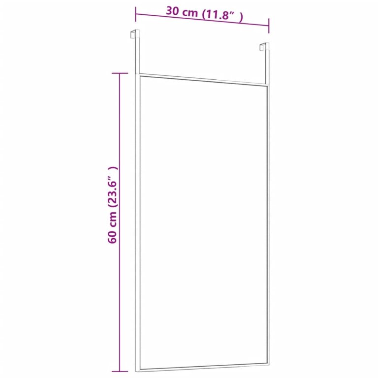 Ogledalo za vrata zlatno 30x60 cm od stakla i aluminija