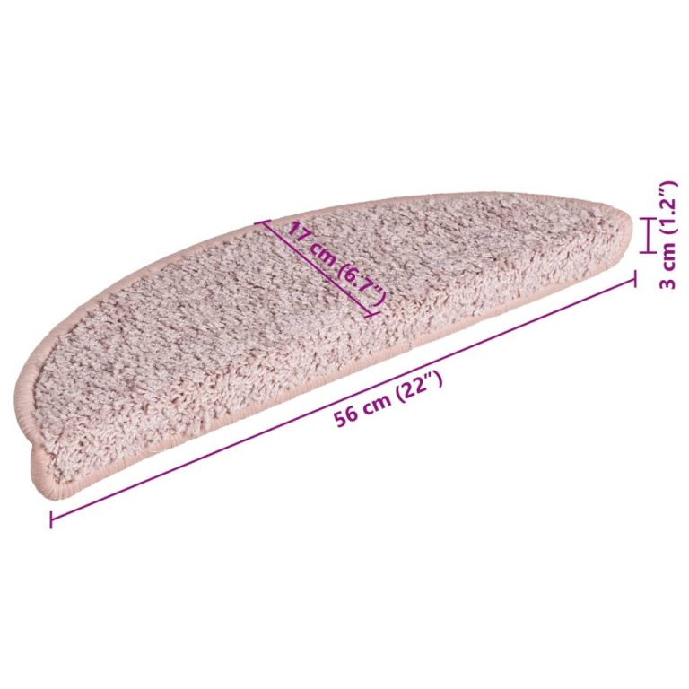 Tepisi za stepenice 15 kom svjetloružičasti 56 x 17 x 3 cm