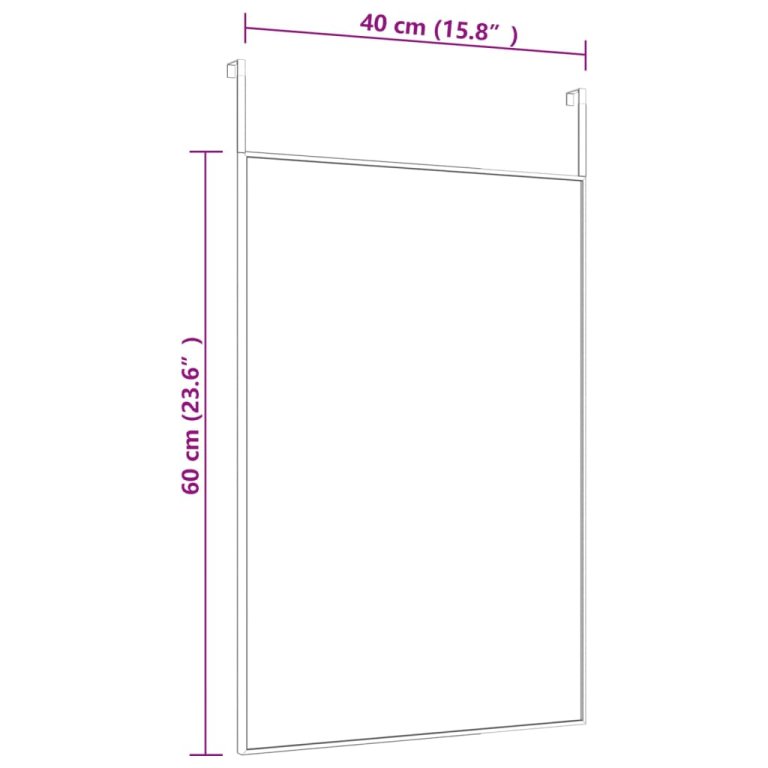 Ogledalo za vrata crno 40 x 60 cm od stakla i aluminija