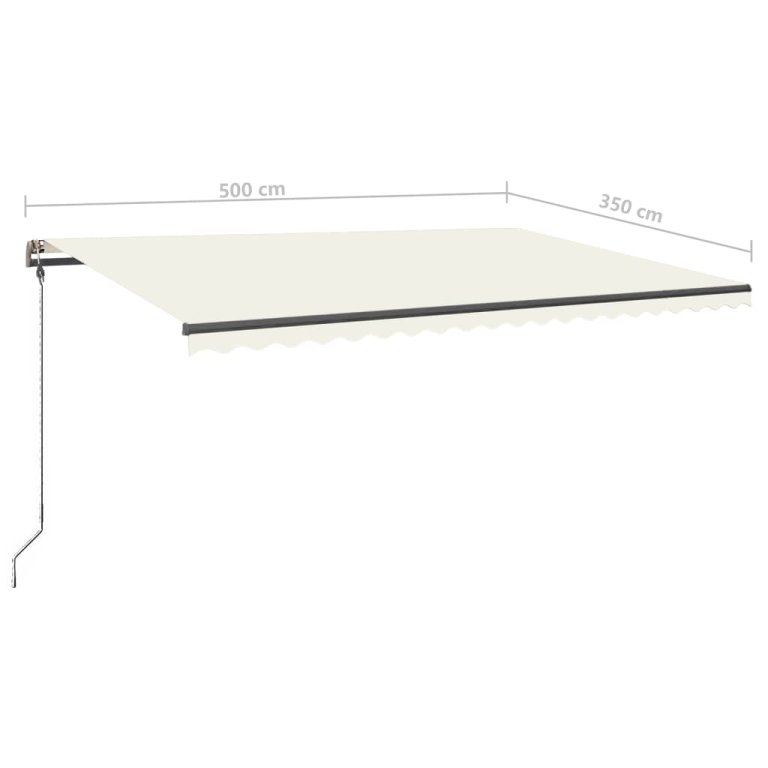 Tenda na ručno uvlačenje s LED svjetlima 500x350 cm krem