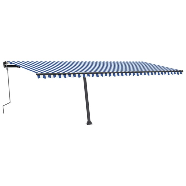 Tenda na ručno uvlačenje s LED svjetlom 600x350 cm plavo-bijela