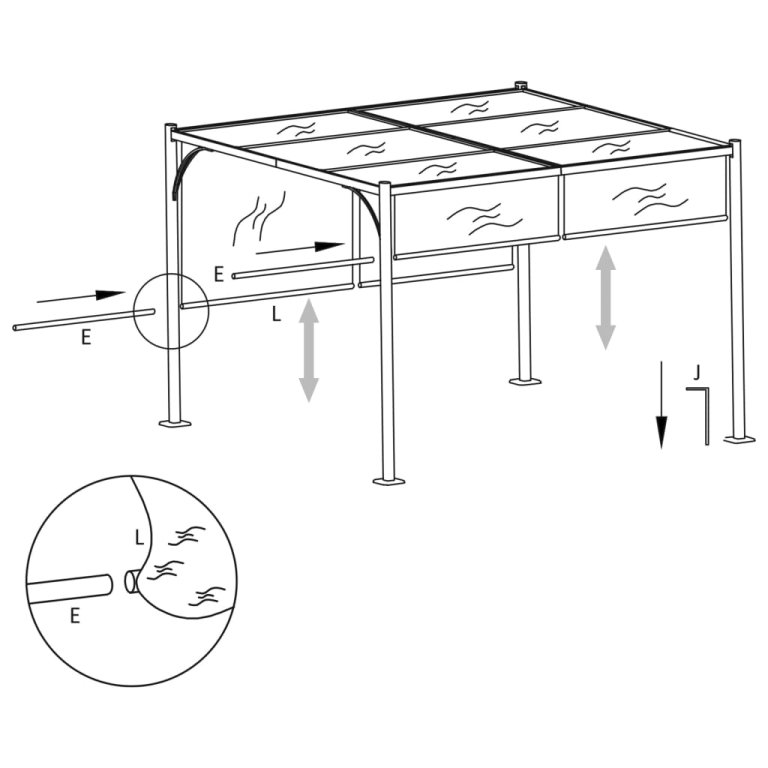 Vrtna pergola s pomičnim krovom 3 x 3 m smeđe-siva 180 g/m²