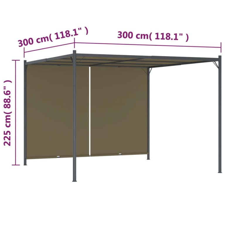 Vrtna pergola s pomičnim krovom 3 x 3 m smeđe-siva 180 g/m²