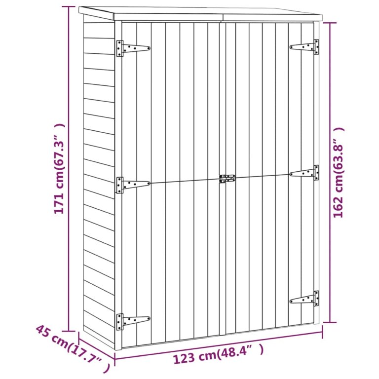 Vrtna kućica za alat 123 x 45 x 171 cm od impregnirane borovine