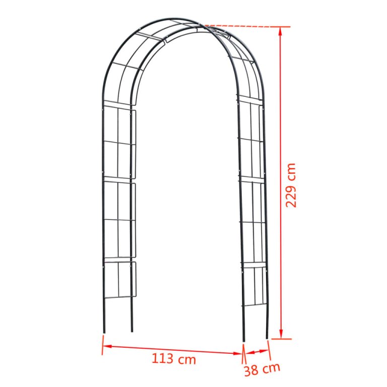 Nature Vrtni luk metalni 229 x 38 x 113 cm crni