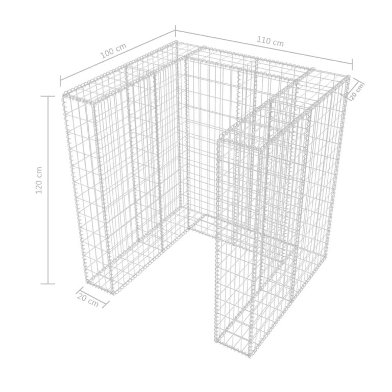 Gabionska ograda za kantu za otpad od čelika 110 x 100 x 120 cm