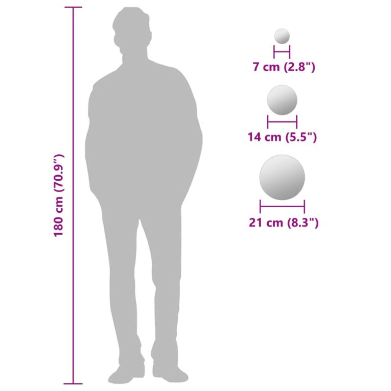 7-dijelni set okruglih zidnih ogledala od stakla