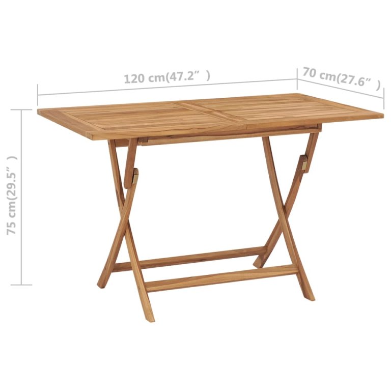 Sklopivi vrtni stol od tikovine 120 x 70 x 75 cm