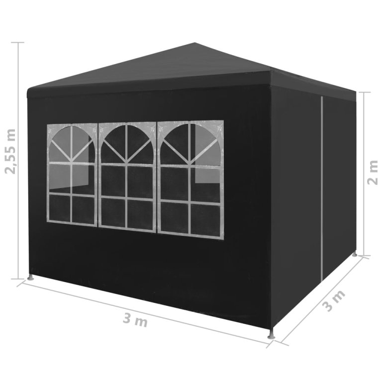 Šator za zabave 3 x 3 m antracit