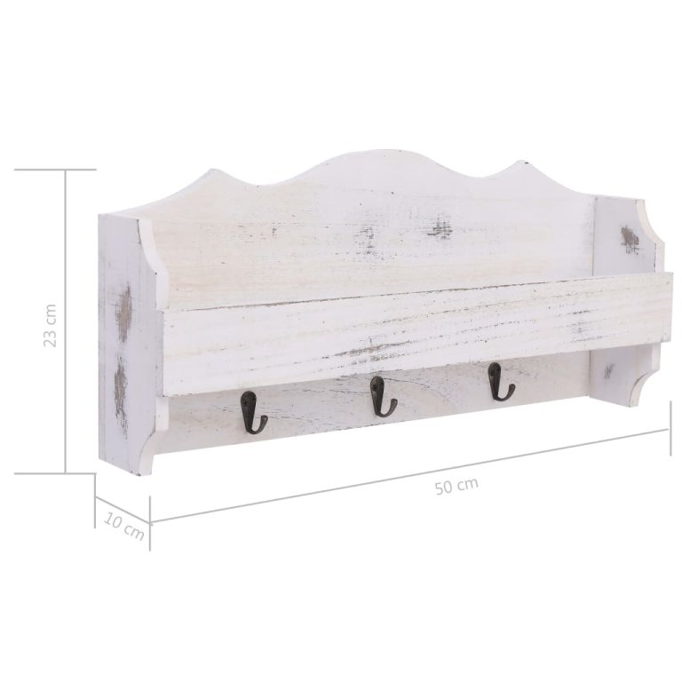 284231  Wall Mounted Coat Rack White 50x10x23 cm Wood