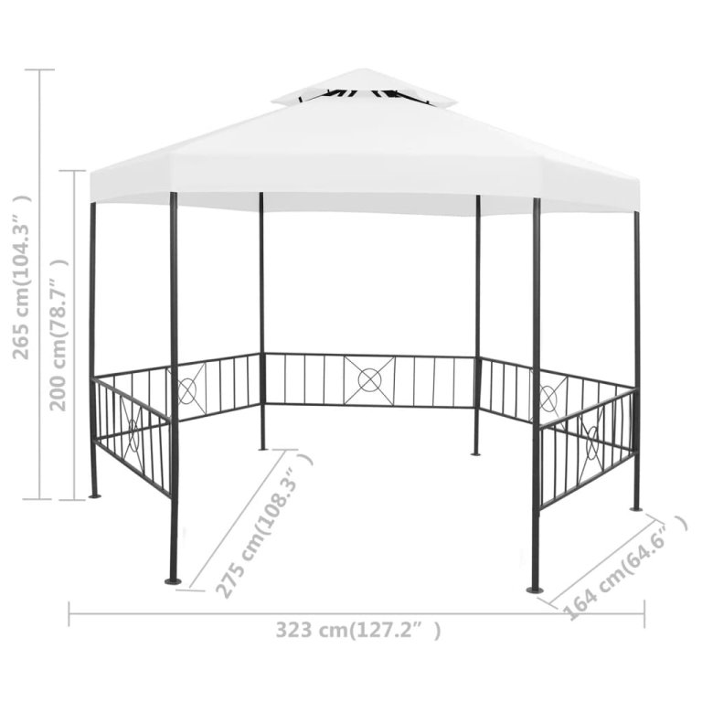 Vrtna sjenica 323 x 275 x 265 cm bijela 180 g/m²